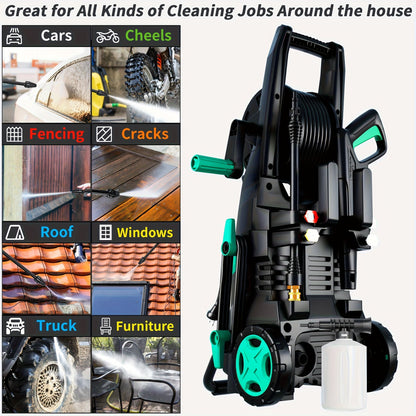 Nettoyeur haute pression électrique 4500 PSI 3,2 GPM – avec canon à mousse, 4 buses à connexion rapide, tuyau d'admission et filtre pour le nettoyage des voitures, clôtures, allées et de la maison