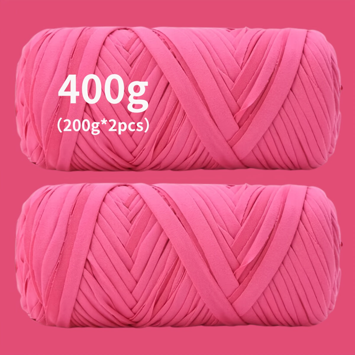 Fil de coton pour t-shirt 400 g (2 x 200 g) mélange de coton épais en 49 couleurs – Fil épais et doux pour paniers au crochet, sacs, tapis, projets de macramé et tricot – Fil de loisirs créatifs idéal pour les débutants