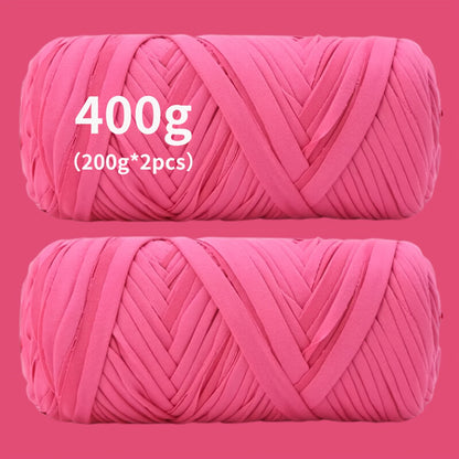 Fil de coton pour t-shirt 400 g (2 x 200 g) mélange de coton épais en 49 couleurs – Fil épais et doux pour paniers au crochet, sacs, tapis, projets de macramé et tricot – Fil de loisirs créatifs idéal pour les débutants