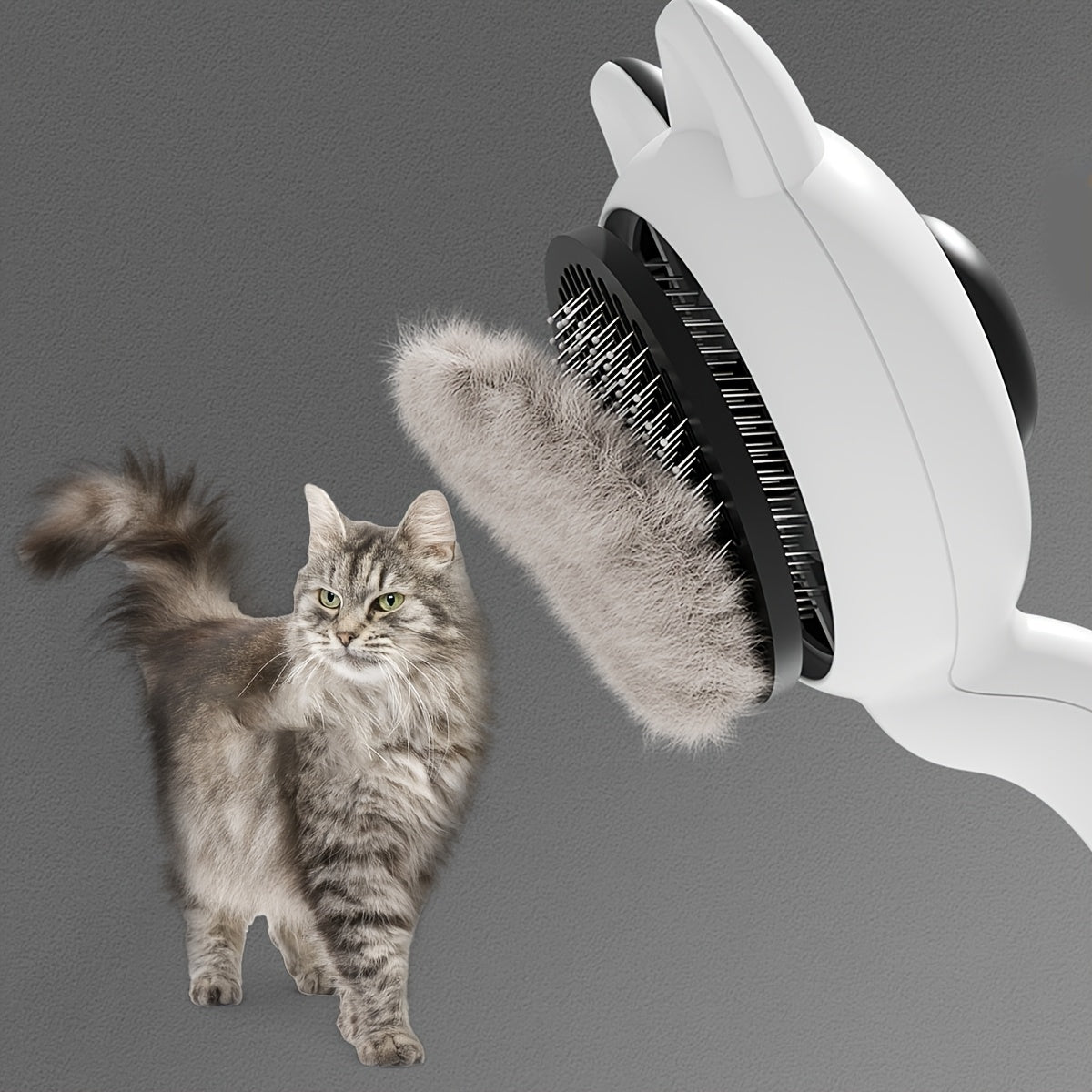 Peigne de toilettage autonettoyant pour chat avec bouton poussoir - Brosse de mue en acier inoxydable pour chats à poils longs et courts, brosse de massage et d'élimination des poils pour chats et chiens