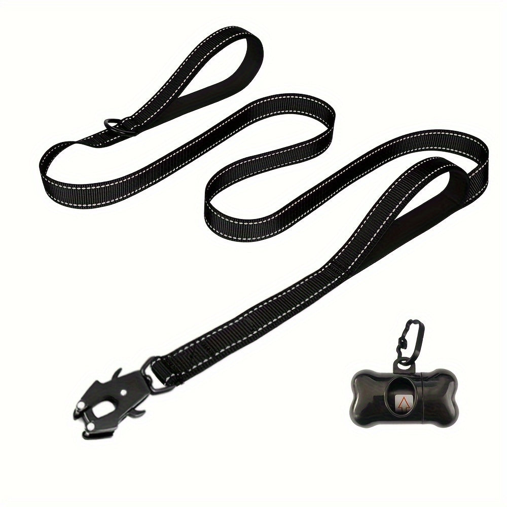 Laisse pour chien robuste de 1,8 m avec double poignée et mousqueton tactique – Laisse de dressage en corde réfléchissante avec attache rapide verrouillable pour chiens moyens et grands, 11 couleurs disponibles