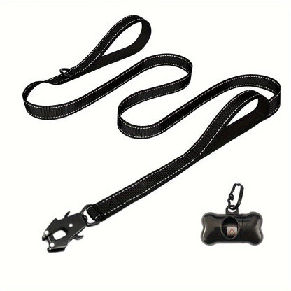 Laisse pour chien robuste de 1,8 m avec double poignée et mousqueton tactique – Laisse de dressage en corde réfléchissante avec attache rapide verrouillable pour chiens moyens et grands, 11 couleurs disponibles
