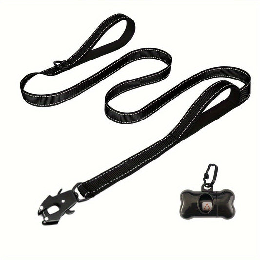 Laisse pour chien robuste de 1,8 m avec double poignée et mousqueton tactique – Laisse de dressage en corde réfléchissante avec attache rapide verrouillable pour chiens moyens et grands, 11 couleurs disponibles