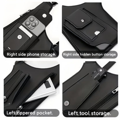 Sac de poitrine vintage pour homme - Sac à dos gilet léger pour l'extérieur avec support de téléphone mains libres pour le cyclisme, la randonnée, la course à pied et le fitness, cadeau pour petit ami, mari, papa