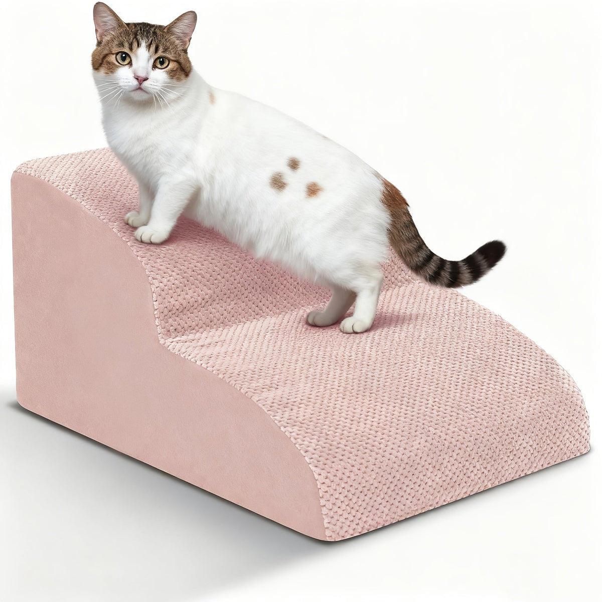 NIUBYA Escaliers pour chiens extra larges pour petits chiens – Marches pour animaux en mousse haute densité, fond antidérapant, rampe rembourrée douce pour lits hauts, canapés et divans, idéal pour les chiens âgés ou blessés, polypropylène, compact
