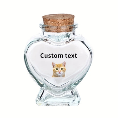 Pot de conservation personnalisé pour poils d'animaux – Flacon souvenir personnalisé avec photo de l'animal, cadeau commémoratif pour conserver les poils de chat et de chien, cadeau unique d'anniversaire pour les amoureux des animaux