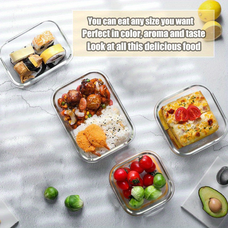 Lot de 8 récipients de conservation en verre avec couvercles – Boîtes de préparation de repas hermétiques en verre borosilicaté, compatibles four, micro-ondes et lave-vaisselle, rangement de cuisine empilable pour restes et déjeuners