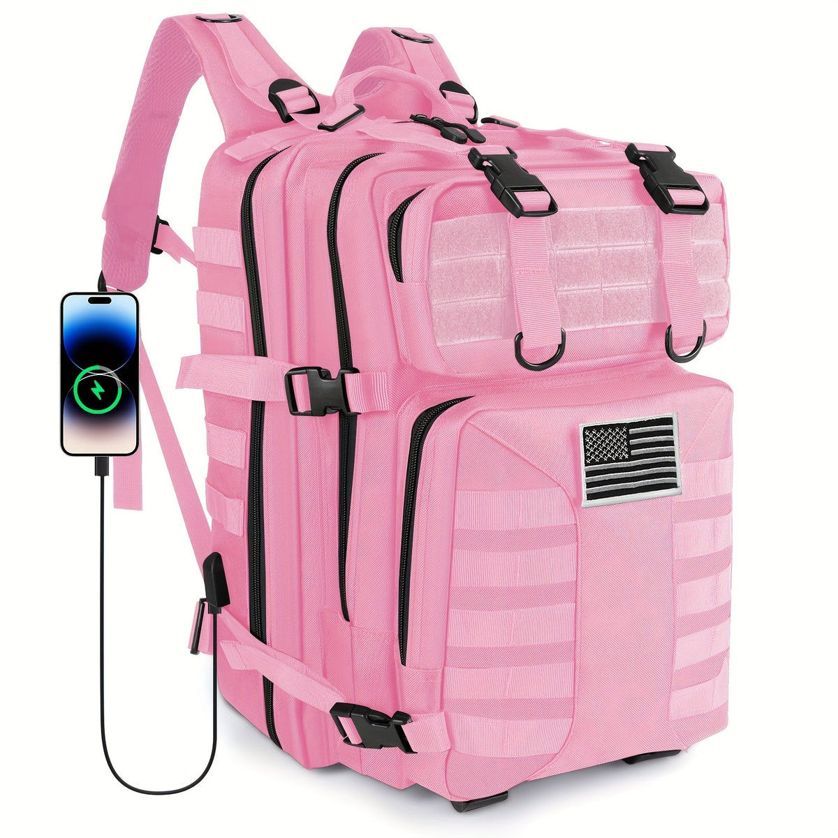 Sac à dos tactique unisexe haute capacité 50L – Sac militaire MOLLE pour le camping, la pêche, la chasse, la randonnée et les voyages – 13 options de couleurs incluant des variantes avec sac à main et sac de rangement