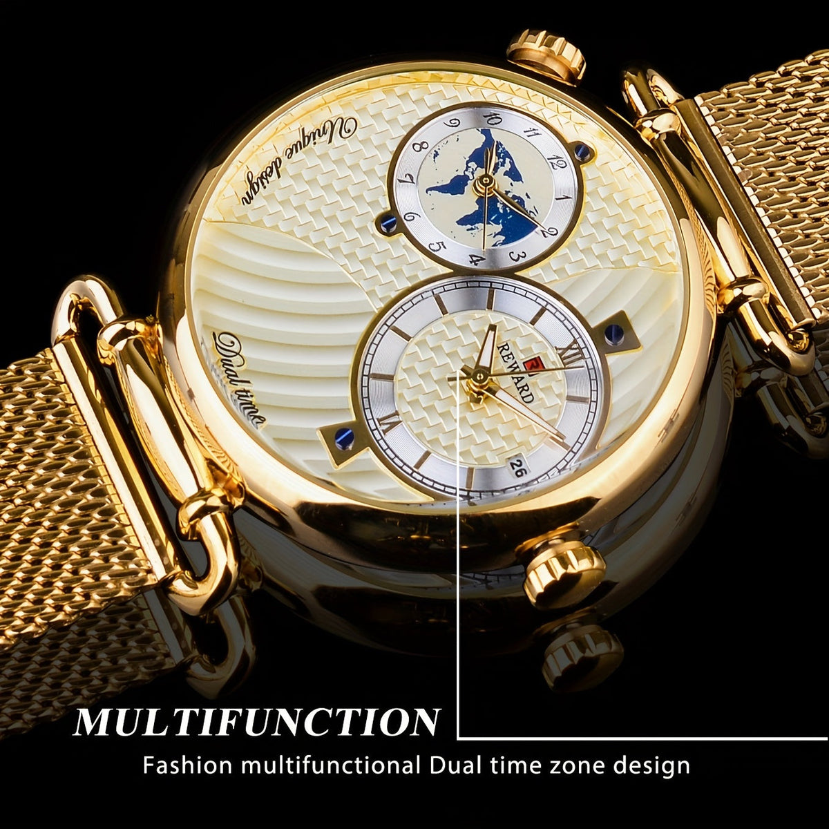 Montre à quartz vintage classique pour homme – Montre habillée élégante à cadran doré avec coffret cadeau, garde-temps analogique pour le travail, les occasions formelles et spéciales
