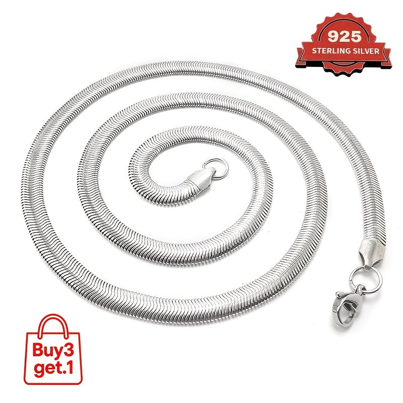 Collier et bracelet chaîne serpent plat en argent sterling 925 – Design 2D élégant et superposable, plusieurs longueurs disponibles, coffret cadeau inclus, idéal pour la Saint-Valentin, les fêtes et pour agrémenter vos tenues au quotidien