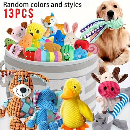 Puppy Plush Teething Toy Set for Small Dogs – 7 or 13 Piece Assorted Soft Squeaky Stuffed Animal Toys, Random Styles, Gentle on Puppy Teeth & Gums, Fun Gift Bundle for Small Breed Puppies