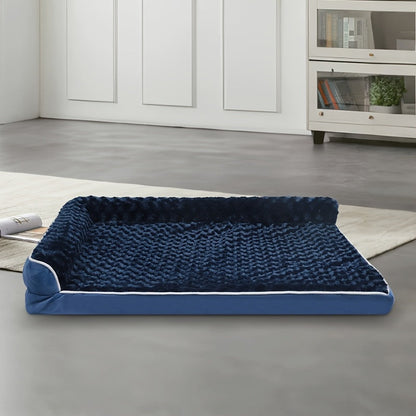 Canapé-lit pour grand chien en forme de L – Canapé pour animaux en tissu tricolore avec housse amovible et base antidérapante, lit orthopédique pour un sommeil profond, pour chiens de grande et moyenne taille