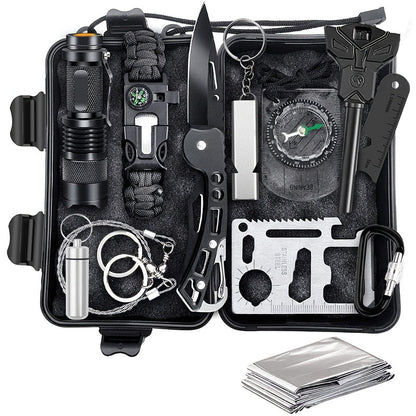 Kit de survie professionnel de 14, 152 ou 258 pièces – Équipement de survie d'urgence en plein air avec allume-feu, boussole et outil multifonction pour le camping, la randonnée et l'aventure, le meilleur cadeau pour hommes et femmes