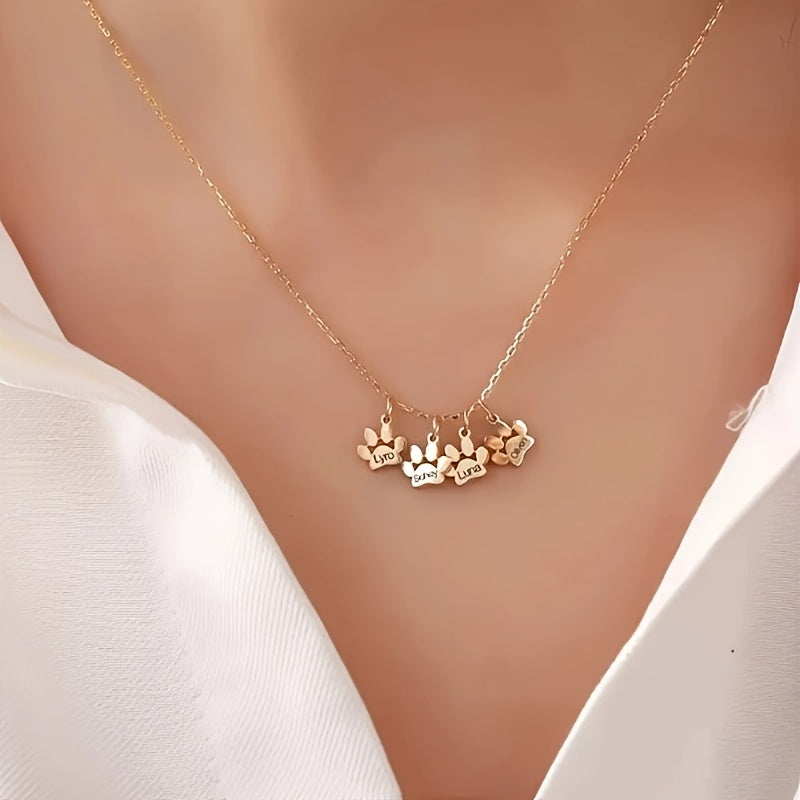 Collier avec empreinte de patte de chien personnalisée – Bijou commémoratif pour animaux de compagnie avec 1 à 5 pattes, cadeau élégant pour les amoureux des animaux pour la Saint-Valentin, Noël et toute l'année