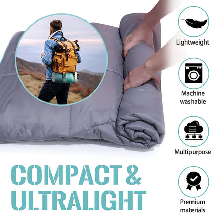 Couverture de camping matelassée pour extérieur 140x200 cm, légère, alternative au duvet, ultra chaude, couette de hamac – Couverture de camping imprimée pour les voyages, pique-niques, fêtes sur la plage et temps froid | 140x200 cm