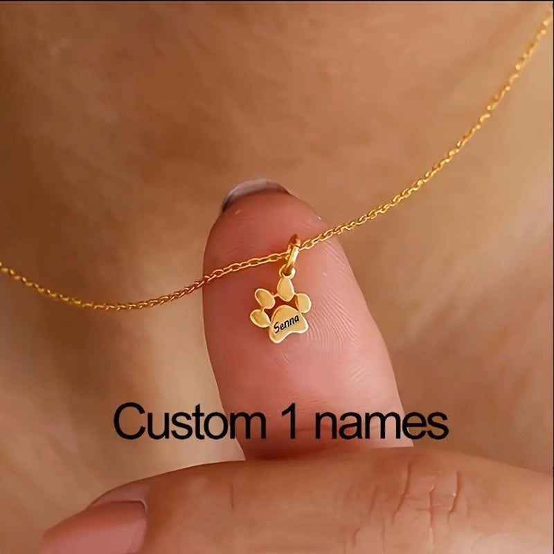 Collier avec empreinte de patte de chien personnalisée – Bijou commémoratif pour animaux de compagnie avec 1 à 5 pattes, cadeau élégant pour les amoureux des animaux pour la Saint-Valentin, Noël et toute l'année