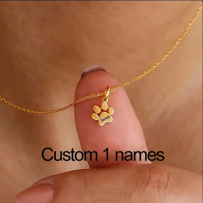 Collier avec empreinte de patte de chien personnalisée – Bijou commémoratif pour animaux de compagnie avec 1 à 5 pattes, cadeau élégant pour les amoureux des animaux pour la Saint-Valentin, Noël et toute l'année