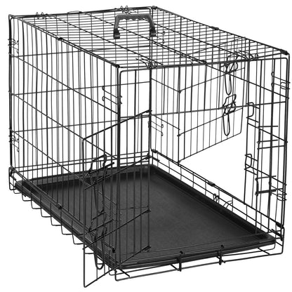 Cage pour chien pliable en fil métallique avec séparateur et plateau étanche – Chenil en métal repliable à double porte pour chiens de petite, moyenne et grande taille, pour intérieur, extérieur et voyage