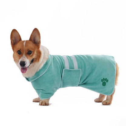 Peignoir de bain à séchage rapide pour chiens et chats – Manteau en microfibre absorbante avec détail brodé, peignoir de séchage mains libres pour chiens moyens et grands après le bain, la baignade ou la pluie