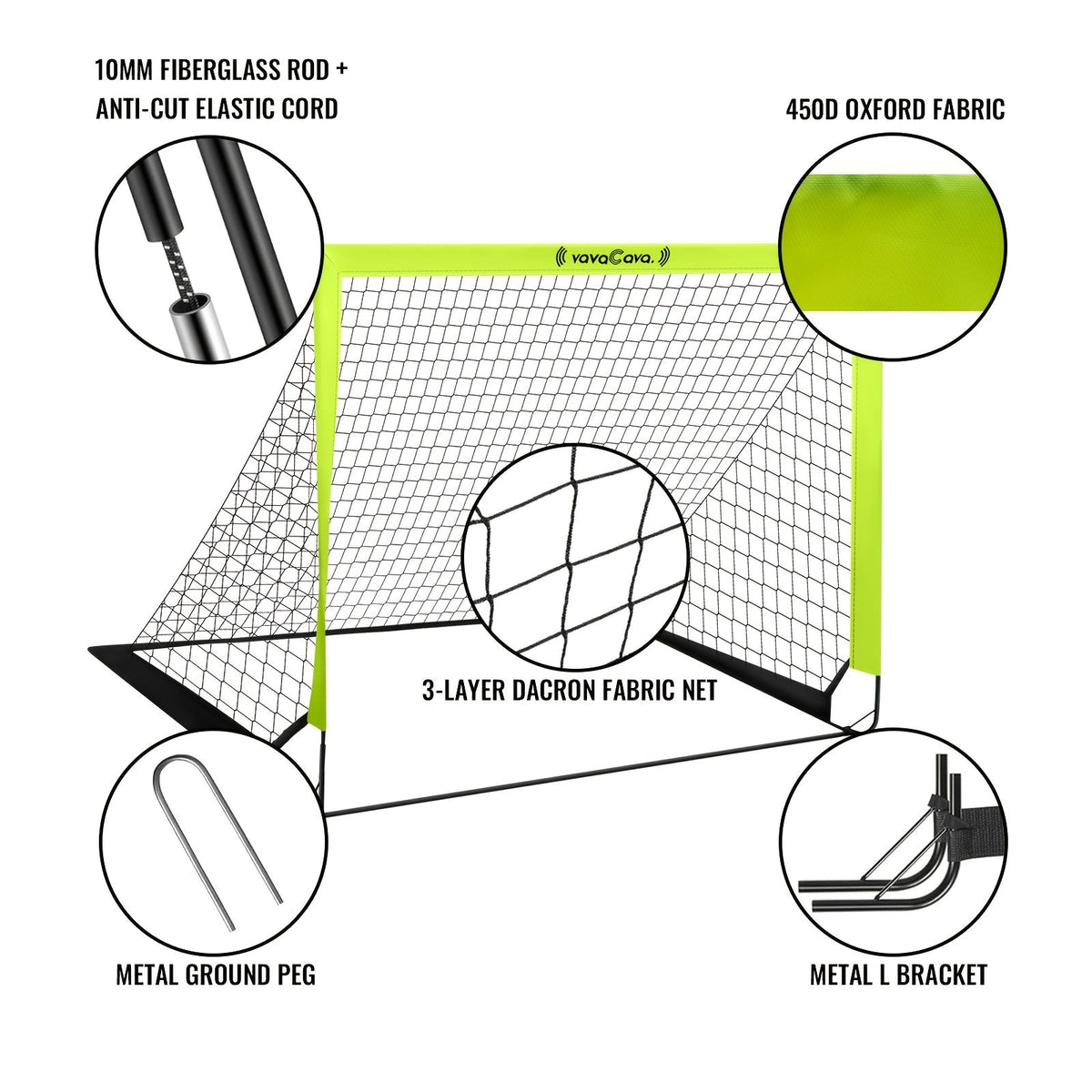 Lot de 2 buts de football portables pop-up – Filets de football pliables de 1,2 m x 0,9 m pour jeunes et adultes, inclut 2 ballons, une pompe et un sac de transport, tissu Oxford 450D, buts de football pour intérieur et extérieur (vert/rose)