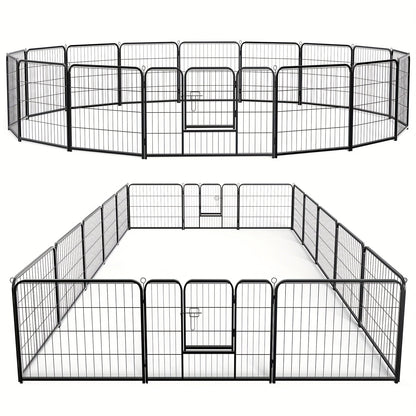Parc pour chiens 8 ou 16 panneaux, chenil en métal à monter soi-même avec porte pour grands, moyens et petits chiens – 24, 32, 40 pouces, enclos pour chiots intérieur/extérieur, facile à assembler et à déplacer