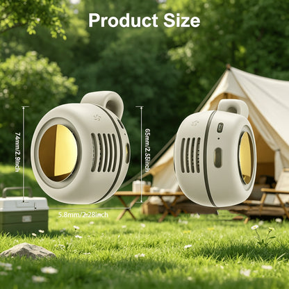 Mini ventilateur de cou sans pales à clipser, rechargeable par USB, 3 vitesses, flux d'air à 360°, ventilateur portable mains libres à suspendre à la taille pour la randonnée, le camping, les voyages, le golf et les activités en plein air