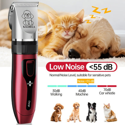 Tondeuse pour animaux sans fil rechargeable avec affichage LED - Tondeuse professionnelle sans fil pour poils de chien, têtes interchangeables, 4 guides de coupe, faible niveau sonore, charge USB 36V, pour chiens, chats et petits animaux