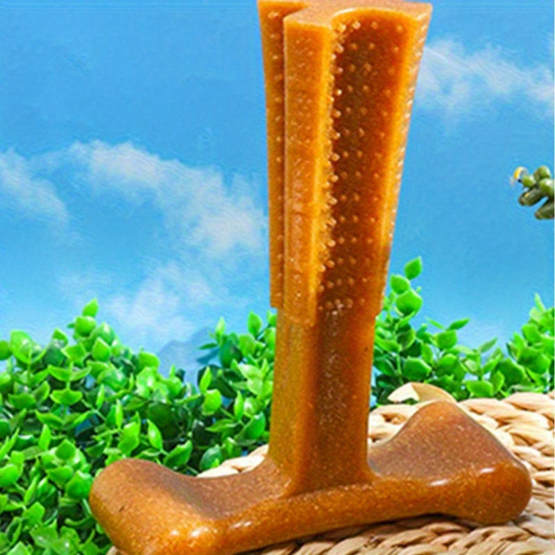 T-Shaped Dog Dental Chew Toy – Durable Non-Splintering Plastic Chew Toy with Textured Ridges & Ergonomic Grip for Aggressive Chewers, Teething Puppies & Adult Dogs, Teeth Cleaning Dog Toy