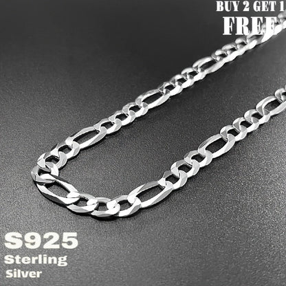 Collier chaîne Figaro en argent sterling 925 – 6 mm de large, 18 à 24 pouces, unisexe pour hommes et femmes, coffret cadeau inclus – Chaîne en argent classique pour un usage quotidien et offrir en cadeau