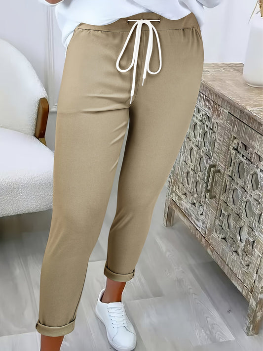 Pantalon décontracté à cordon pour femme, taille élastique, coupe ample, tissu léger, extensible et doux, bas de mode pour femme, S-XXL, plusieurs couleurs