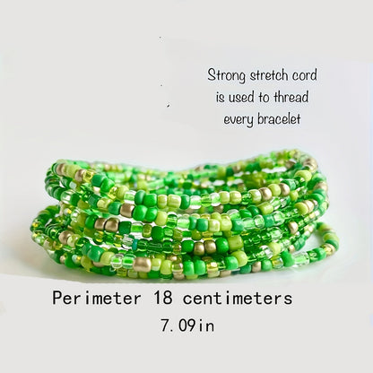 Lot de 60 bracelets en perles colorées – Couleurs assorties, bracelets extensibles style bohème empilables pour femmes et filles, accessoires de bijoux pour fêtes de vacances à la plage