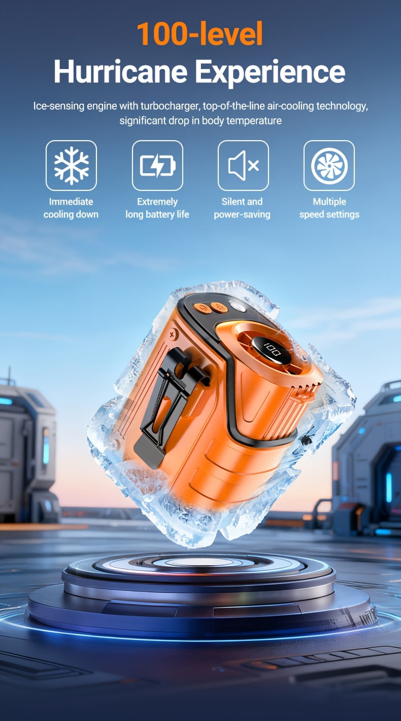 Ventilateur de taille 4-en-1 avec lampe torche, batterie externe et ventilateur de cou – Ventilateur de ceinture portable rechargeable pour l'extérieur, longue autonomie, 3 couleurs, disponible à l'unité et en lot de 2