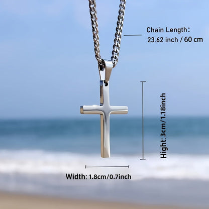 Collier avec pendentif croix pour homme, chaîne cubaine plaquée or 18 carats, acier inoxydable 304, bijou minimaliste et décontracté, cadeau pour lui, acier doré