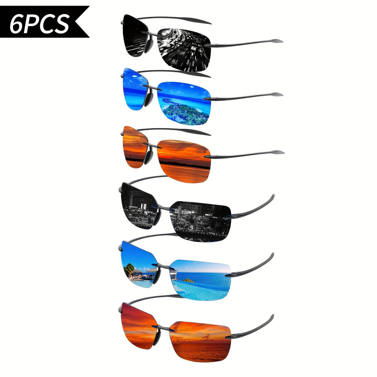 Lunettes de soleil polarisées pour hommes – Pack de 3 ou 6, protection UV400, verres HD anti-reflets, monture en polycarbonate légère, lunettes pour la conduite et les sports de plein air, lot cadeau pour lui