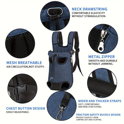 Hands-Free Pet Backpack Carrier for Cats & Small Dogs – Breathable Mesh Harness with Adjustable Shoulder Straps, Outdoor Travel Bag for Hiking, Cycling & Park Walks, Perfect Halloween & Christmas Gift