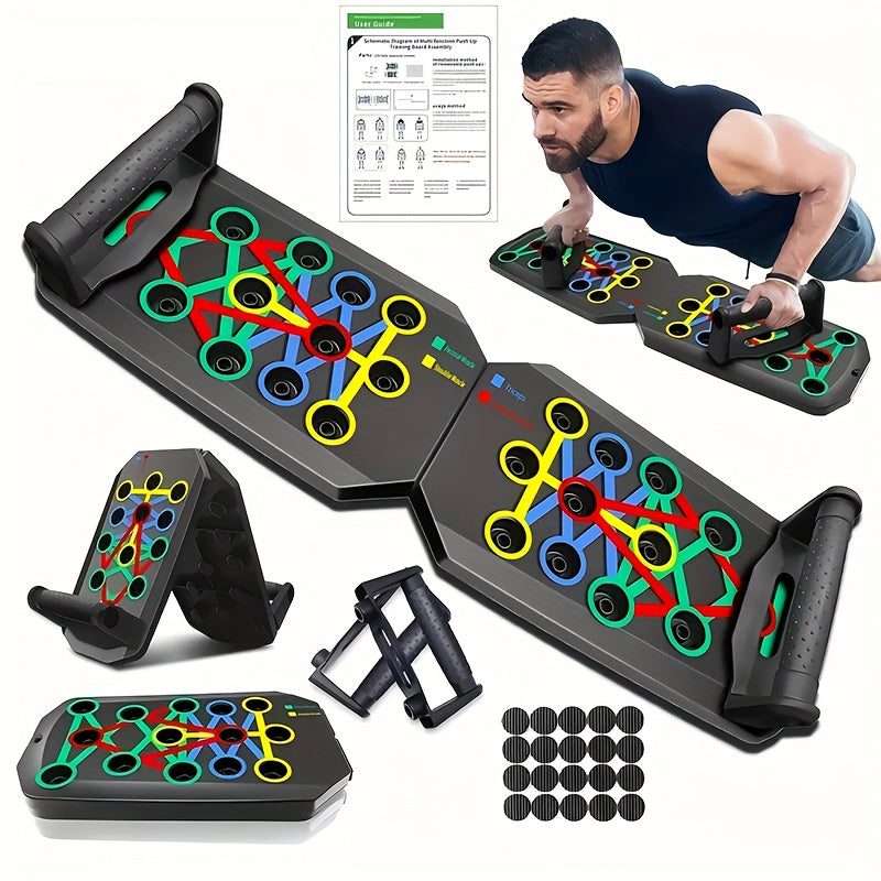 Planche de pompes réglable – Équipement de fitness multifonction pour le renforcement des pectoraux, triceps, épaules et abdominaux, structure légère et durable, positions à code couleur multiples, adaptée à tous les niveaux de forme physique