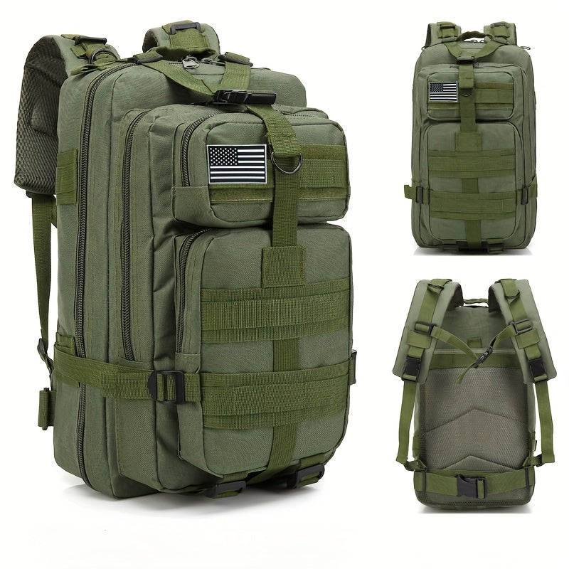 Sac à dos de randonnée tactique camouflage 21-25 L pour homme – Sac de montagne multifonctionnel pour le camping, l'escalade et la randonnée, fermeture éclair, sac d'équipement durable en noir, vert armée et kaki