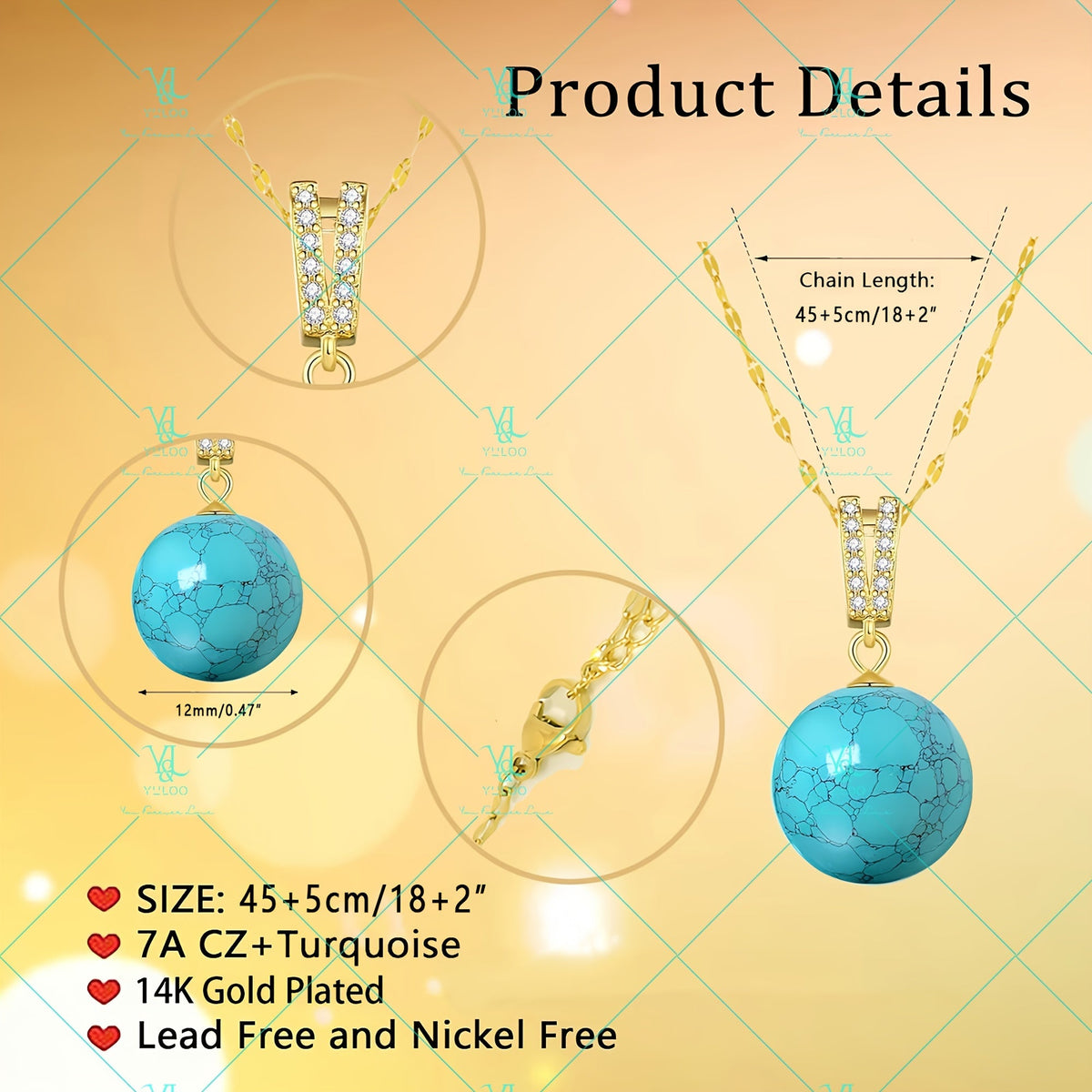 Collier pendentif en argent sterling 925 avec véritable turquoise naturelle, 18+2 pouces – Élégant bijou bohème en pierre précieuse pour femme avec boucles d'oreilles offertes, disponible en argent et en or, cadeau idéal pour elle