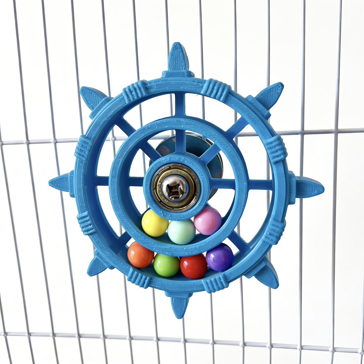 Jouet pour oiseaux à roue tournante colorée avec disque rotatif et perles, accessoire de cage interactif et anti-stress pour perruches, calopsittes et canaris, couleurs multiples
