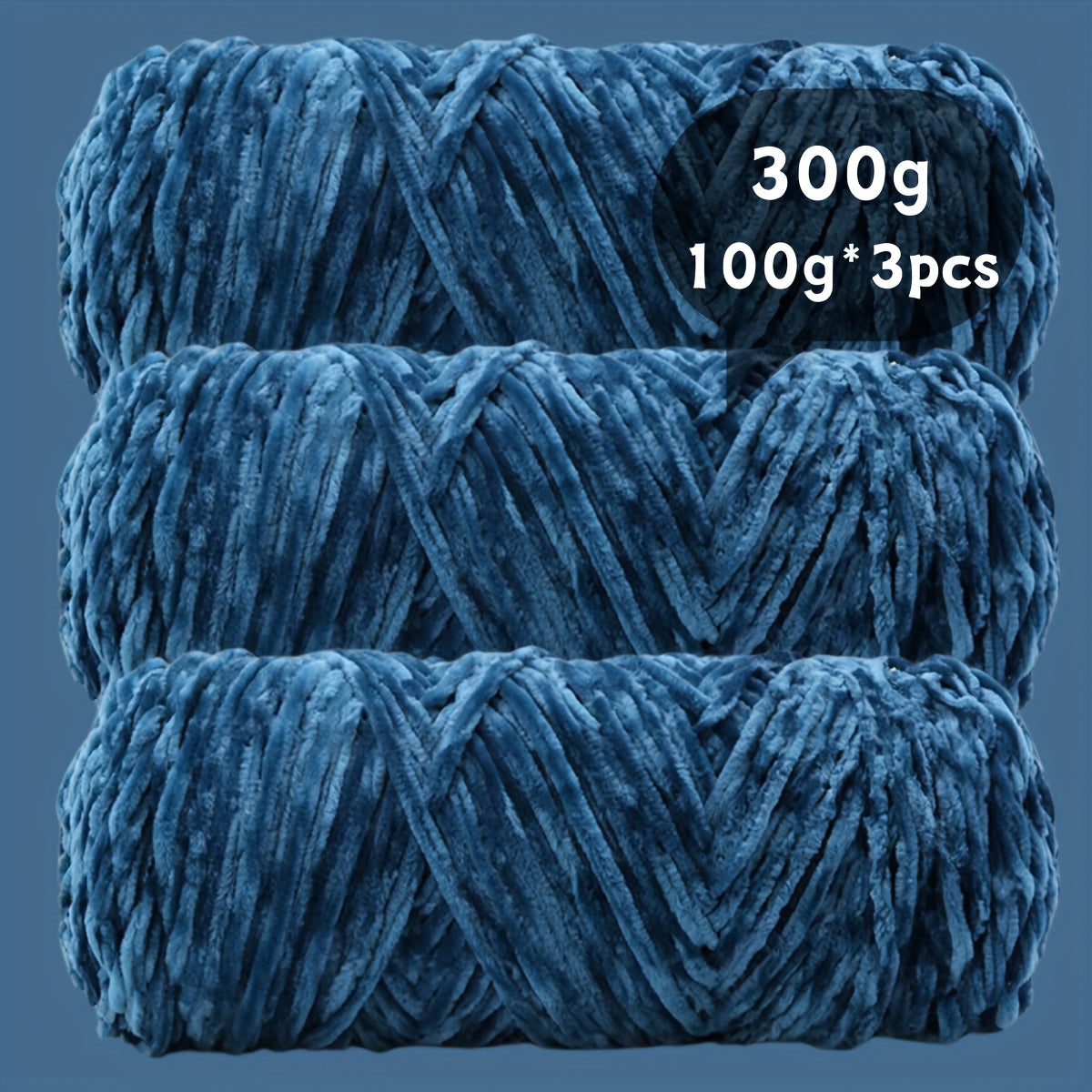 Fil chenille velours, lot de 3 pelotes de 300 g (3 x 100 g), laine douce et épaisse pour tricot et crochet, 47 couleurs, idéal pour débutants, artisanat de luxe pour pulls, écharpes, bonnets, poupées, sacs, amigurumi et projets DIY