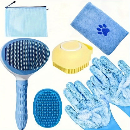 Kit de toilettage pour chien 6 pièces – Brosse, gants de lavage en silicone, serviette en microfibre et outil de mue, sans électricité, kit de soins essentiels pour un pelage brillant, cadeau pour propriétaires de chiens