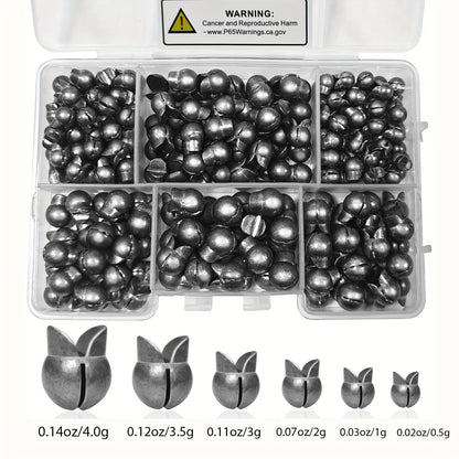Lot de 120 et 200 plombs fendus pour la pêche – Plombs de pêche ronds, amovibles et réutilisables, disponibles en 5/6 tailles pour la pêche à la carpe, à la mouche, sur glace et au leurre