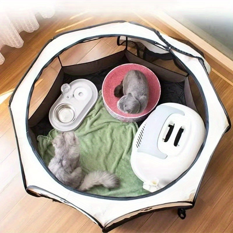 Parc pour animaux pliable et portable avec porte zippée – 3 tailles (S/M/L) Enclos grillagé rétractable pour chats, chiens, chiots et chatons, enclos anti-rayures pour intérieur et extérieur