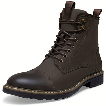 Bottes Chukka de moto pour homme – Bottines de ville en cuir véritable à lacets et fermeture éclair avec semelle antidérapante, bout renforcé, semelle intérieure rembourrée respirante, noir et marron | Velora