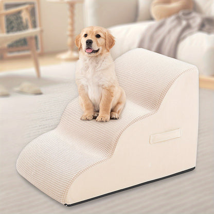 Escalier pour chien pour lit et canapé – Marches antidérapantes pour animaux 2/3/4 marches pour petits chiens et chats, housse amovible et lavable, rampe orthopédique pour chiens âgés, animaux blessés et soulagement des douleurs articulaires, 5 coloris