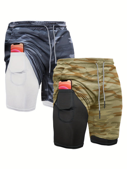 Short de running 2-en-1 pour homme 7 pouces avec doublure de compression à séchage rapide – Short de sport léger pour l'entraînement et la gym, short d'entraînement en polyester pour la course, le yoga, la randonnée et les sports de plein air S M L XL XXL