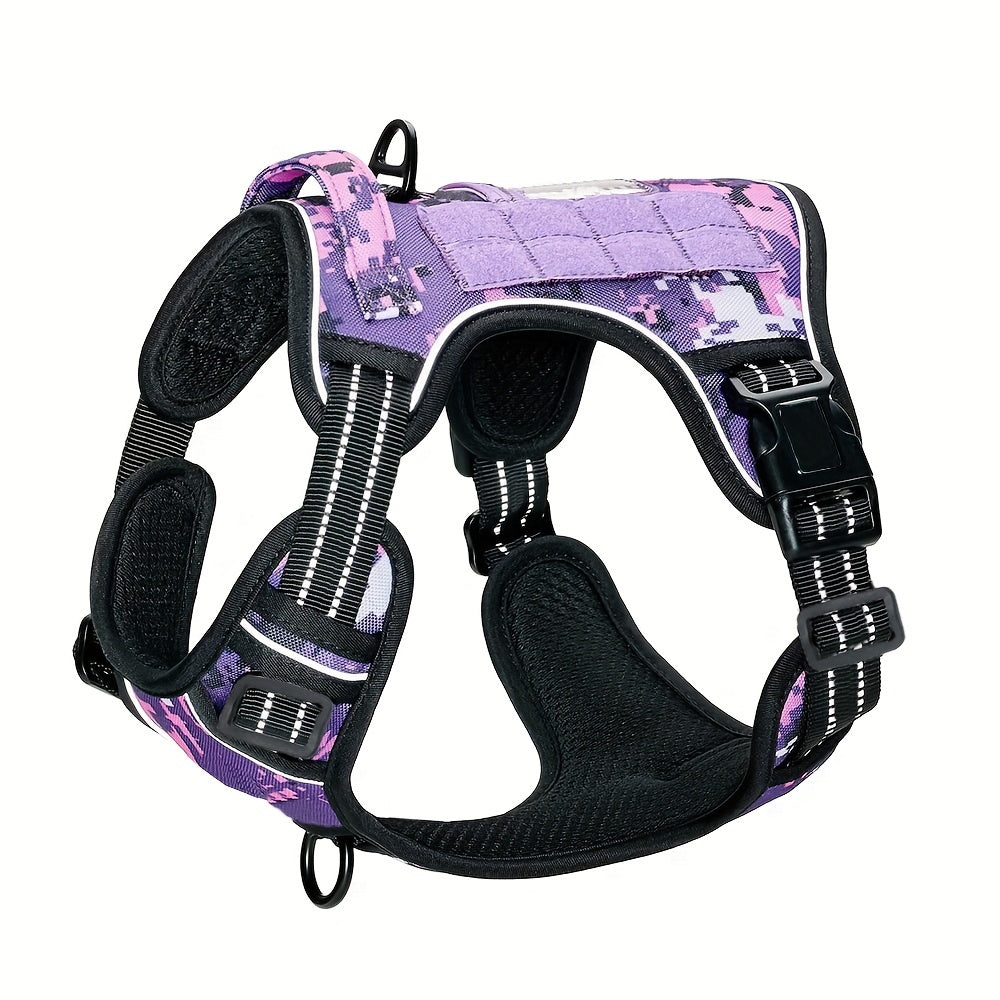 Harnais tactique anti-traction pour chien avec poignée de contrôle - Gilet durable avec sangles réfléchissantes pour grands chiens, idéal pour le dressage, le travail et les chiens d'assistance