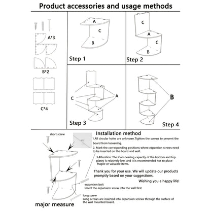 Étagère d'angle murale à 5 niveaux – Bibliothèque flottante et étagère de rangement pour salon, chambre et cuisine, séparateur d'angle gain de place, 5 styles disponibles