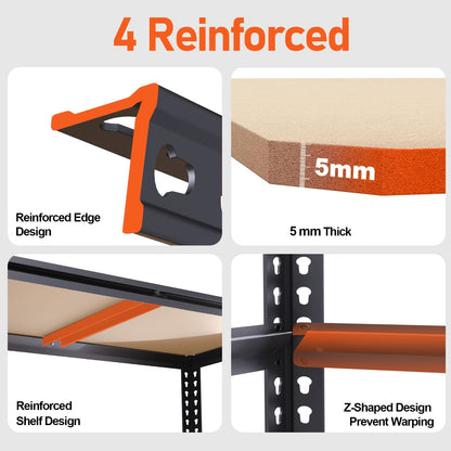 Étagère de rangement robuste en métal à 5 niveaux, capacité de 907 kg (2000 lb), hauteur 152 cm (60 po), structure en acier ajustable – Rayonnage pour garage, sous-sol, garde-manger, placard et buanderie, entrepôt local aux États-Unis
