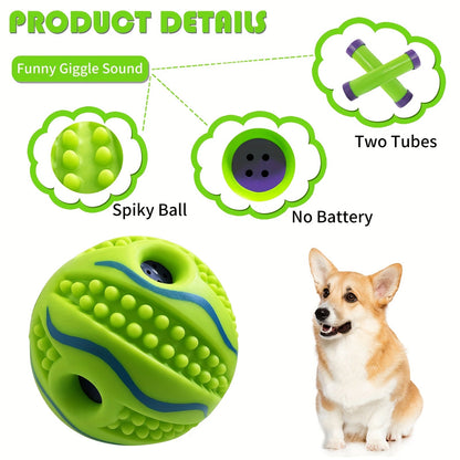 Jouet pour chien balle à picots sonore 10 cm - Balle interactive sonore pour le nettoyage des dents et le troupeau, jouet d'entraînement pour chiens moyens et grands, balle sensorielle en caoutchouc durable avec couineur
